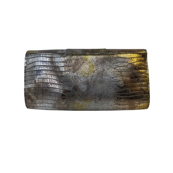 Todd Anthony Metallic Evening Bag Embossed Snakeskin Convertible Clutch Purse - Picture 2 of 11